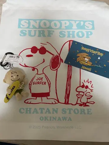 새상품 택 있음 오키나와 한정판 스누피 서프샵 찰리 브라운 키링