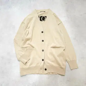 로고 코튼 폴리 V넥 오버 사이즈 가디건