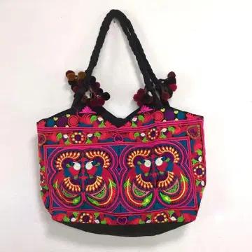 타이몬족 컬러풀 자수 토트백 (큼직한 사이즈)