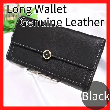 천연 가죽 장지갑 블랙 여성용 이단 접이 블랙 원 포인트가 세련된 꽃