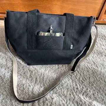 KAKSI 토트백 카모플라쥬 파우치 포함 블랙 숄더 포함