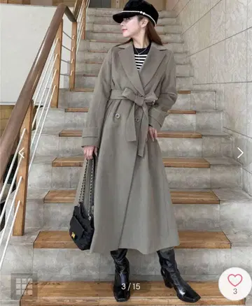 ROYAL PARTY 더블 브레스트 롱 코트