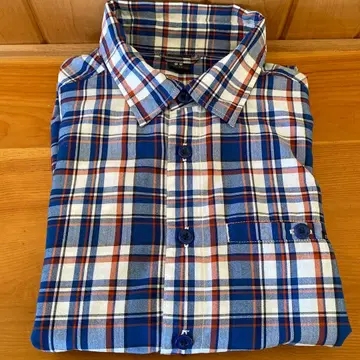 mont-bell 긴팔 셔츠 S 파랑 오렌지 체크