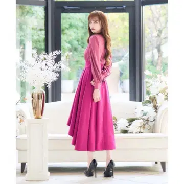 에미리아 핑크 긴팔 플레어 원피스 S