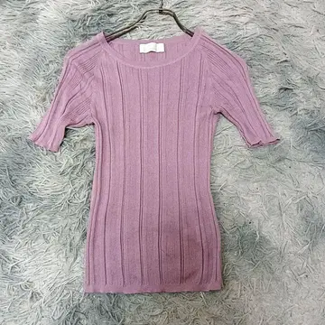 개럴개런트 F 리브 니트 반팔 라벤더 봄옷 이너 오피스