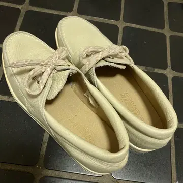 이탈리아제 스키퍼 화이트 가죽 데크 슈즈 25cm