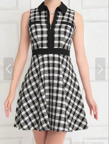 체크 무늬 A라인 드레스