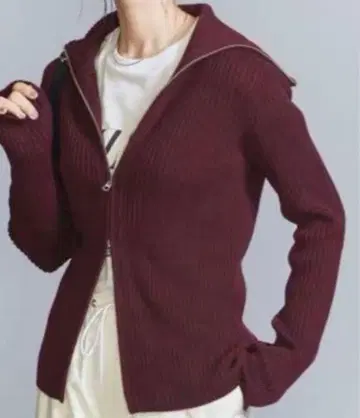 BEAUTY&YOUTH 더블 지퍼 리브 니트 가디건