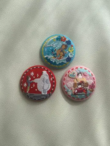 자수 디즈니 캔 배지 3개 세트