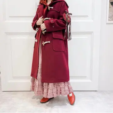 핑크하우스 사가라 와펜 부착 보르도 더플 코트 롱 코트