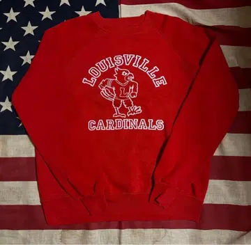 80s 빈티지 맨투맨 플로키 칼리지 3단 프린트 빨간색 이글