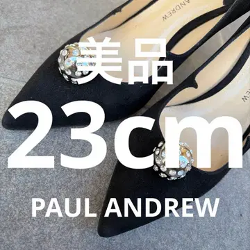 PAUL ANDREW [ 23cm ] 비쥬 장식 블랙 스웨이드 펌프스