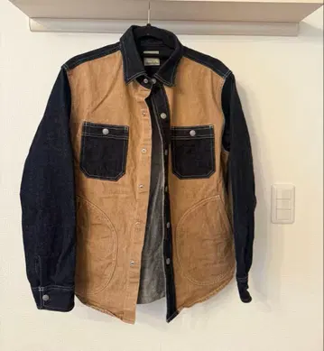 데님 콤보 헤링본 셔츠