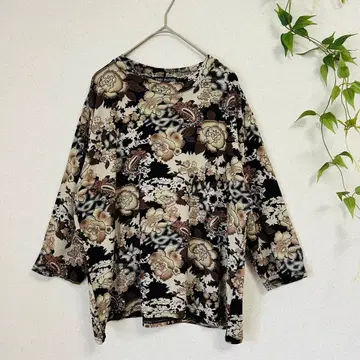 [레어] TWIN FEATHER 올 패턴 티셔츠 페이즐리 M~L 레트로