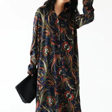 antiqua 안티카 긴팔 셔츠 원피스 페이즐리 무늬