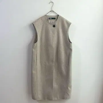 새상품급 ZARA 자라 노카라 베스트 코트 롱 슬리브리스 그레이지 M