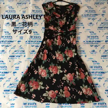 LAURA ASHLEY 블랙 꽃무늬 프렌치 슬리브 원피스 사이즈 9