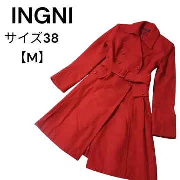 INGNI 잉그 울 트렌치코트 더블 버튼 벨트 포함 38 M 빨간색