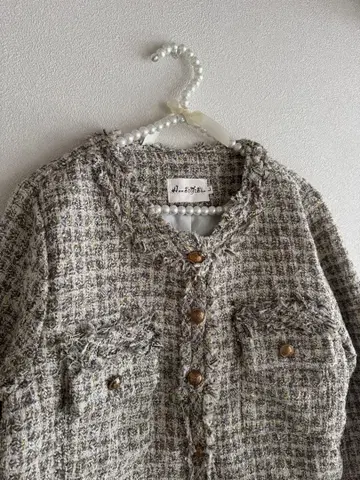 노카라 트위드 자켓 그레이 계열