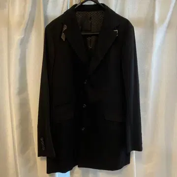 테일러드 자켓 블랙 울 가죽