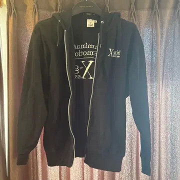 X-girl 후드 부착 후드티 블랙