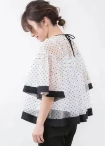 yori 도트 오간자 블라우스 리본 Oggi 게재