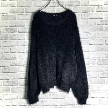 HARE 샤기 니트 스웨터 블랙 M 페더얀 기모 긴팔