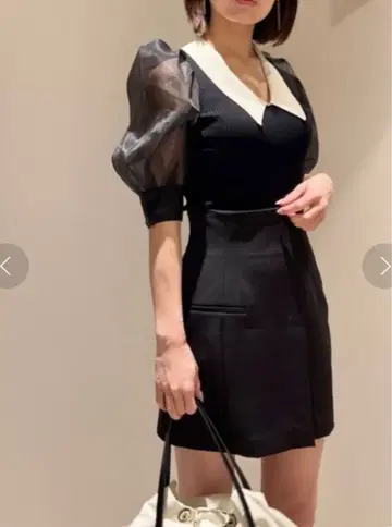 snidel Sustainable 시어 슬리브 니트 컬러 풀오버 블랙