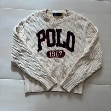 Polo 케이블 니트 스웨터 크림색