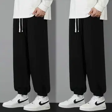 속기모 블랙 조거 팬츠 드로스트