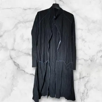 차콜 그레이 주름 가공 니트 롱 가디건