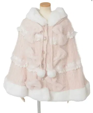 리즈리사 밀피유 레이스 판초 핑크 코트