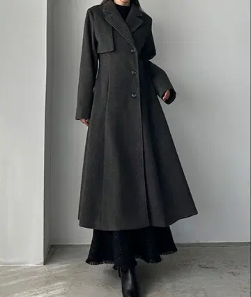 루엘 louere 허리 쉐이프 플레어 체스터 코트