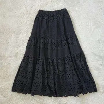 컨디션 최상 IENA 코튼 레이스 캉캉 스커트 블랙 36