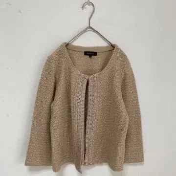 리플렉트 ] 모헤어 혼방 리브 반짝이 노카라 니트 자켓 가디건