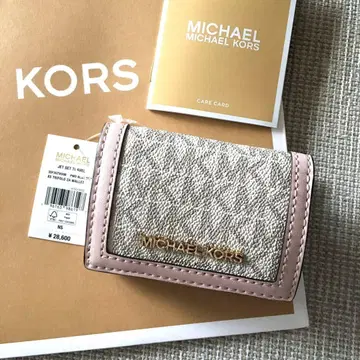 새상품 MICHEAL KORS 마이클코어스 3단 폴더형 지갑 화이트 핑크