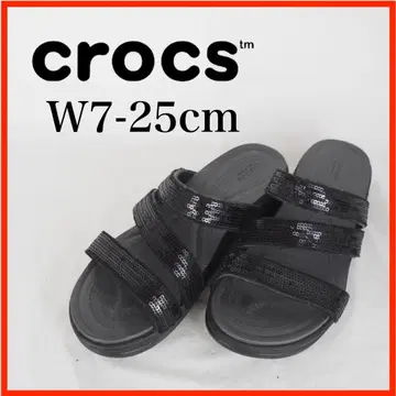 O7112*crocs*샌들*W7-25cm*블랙*스팽글