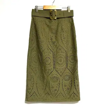 PINKY&DIANNE 카키색 레이스 타이트 스커트 36