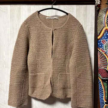 알파카 손뜨개질 가디건