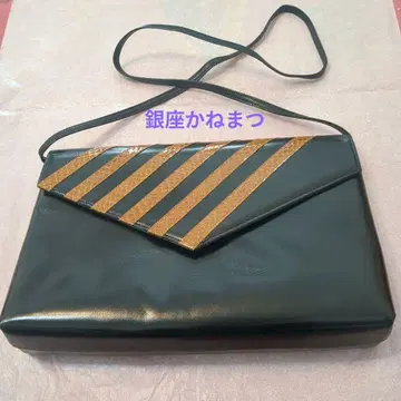 미사용 긴자 카네마츠 블랙 스트라이프 디자인 숄더백
