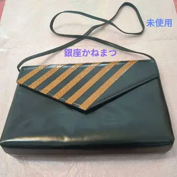 미사용 긴자 카네마츠 블랙 스트라이프 디자인 숄더백