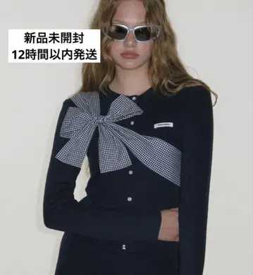 미개봉 새상품 crank 리본 니트 가디건 네이비