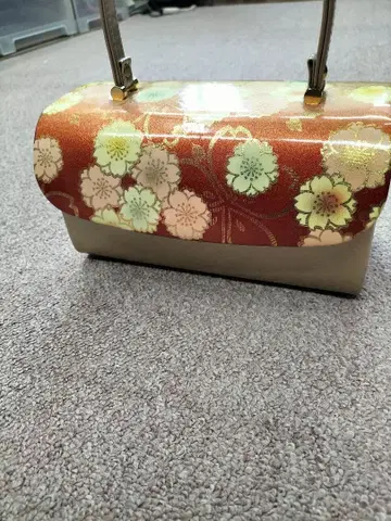 일본 의류용 가방 꽃무늬 오렌지 베이지