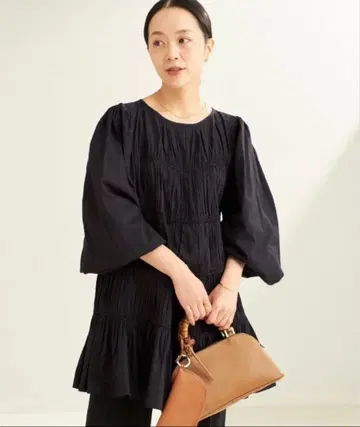 plage 플라주 티어드 블라우스 오부 소매 상의