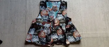 꽃무늬 슬리브리스 플레어 상의