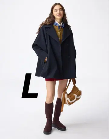 [ 새상품 ] GU 코지 멜톤 케이프 코트 L 멜톤 코트 케이프 네이비