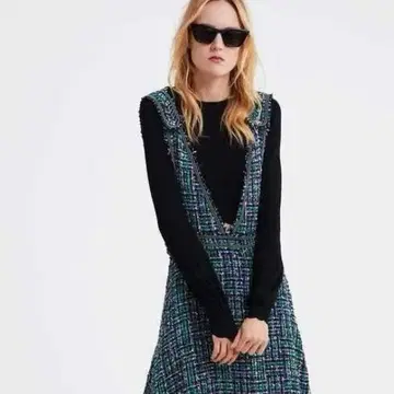 [새상품급] ZARA 자라 트위드 살로펫 스커트 원피스 S