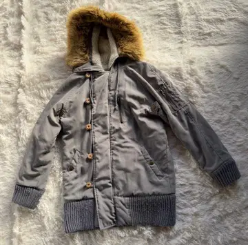 그레이 퍼 후드 모즈 코트