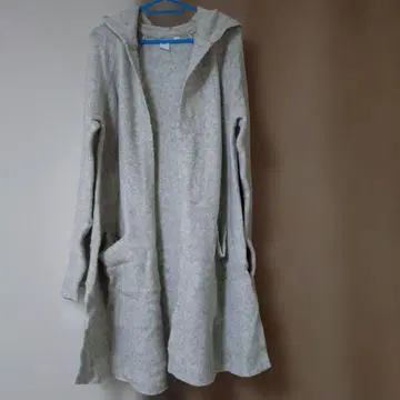 GAP 후드 부착 롱 가디건 그레이