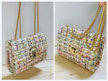 멀티 컬러 트위드 숄더백